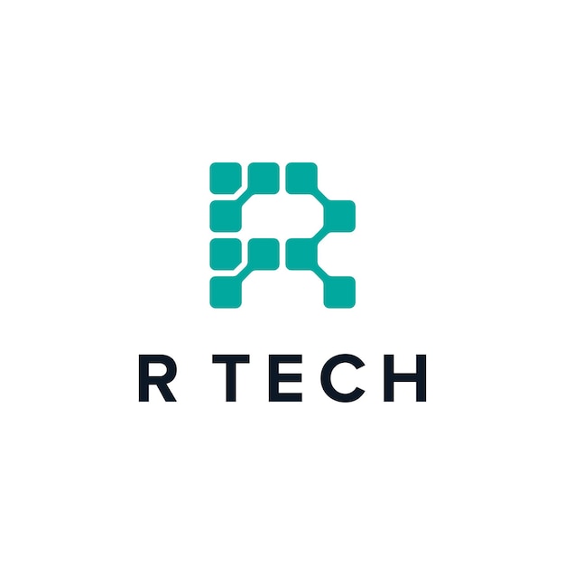 기술 산업을 위한 이니셜 문자 R 단순하고 매끄러운 창조적 기하학적 현대 로고 디자인