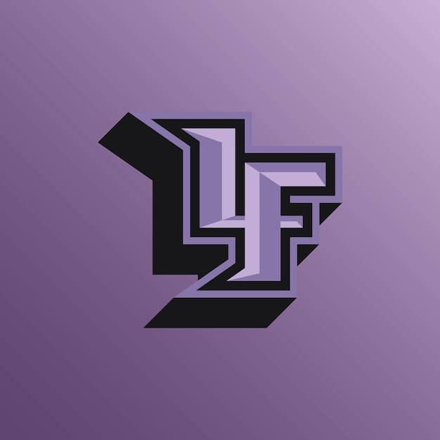 밝은 색상의 이니셜 Lf 로고는 Esports 팀 및 기타 팀에 적합합니다.