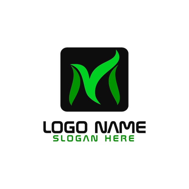 Iniziali m foglia logo design verde eco naturale logotipo simbolo modello vettore