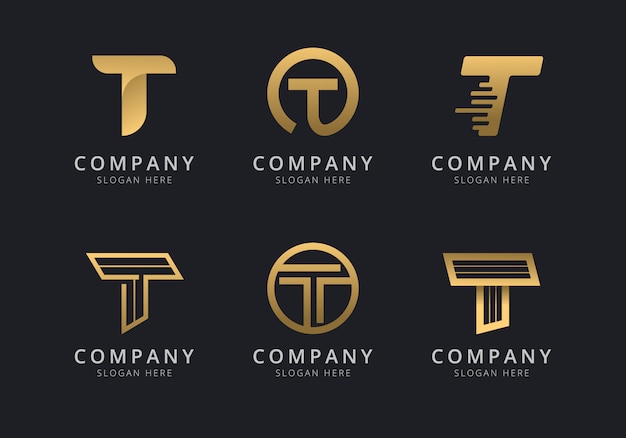 회사를위한 황금색의 이니셜 T 로고 템플릿