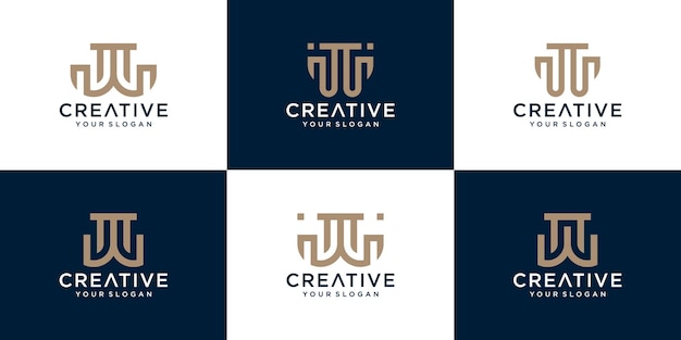 Initials w logo template with a golden style color for the company