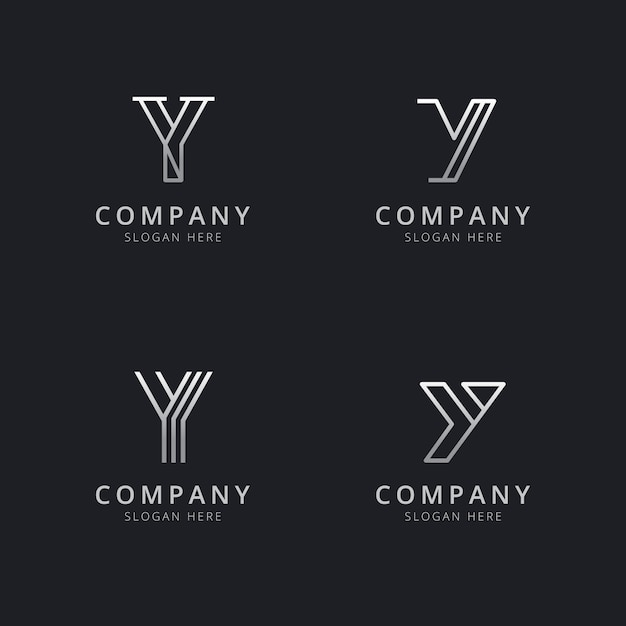 会社のシルバースタイルの色でイニシャルyラインモノグラムのロゴのテンプレート