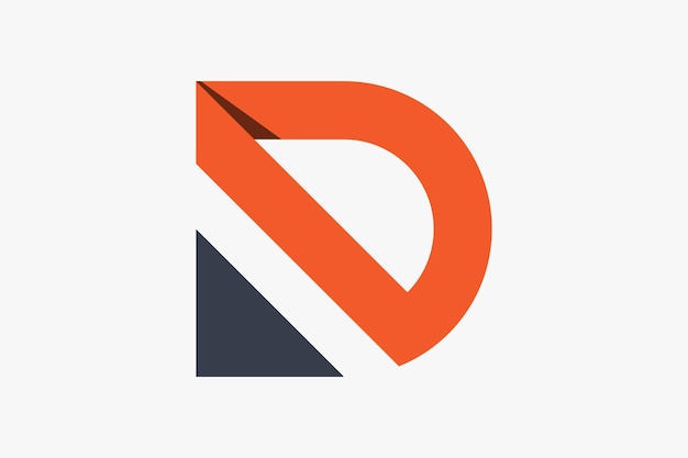 Initieel letter D Logo Geometrische vorm D Letter met neer pijl Origami stijl geïsoleerd op wit