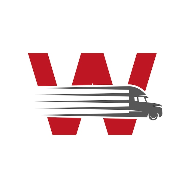 Initieel letter W Truck Logo voor vervoer Symbool Vervoer Logo