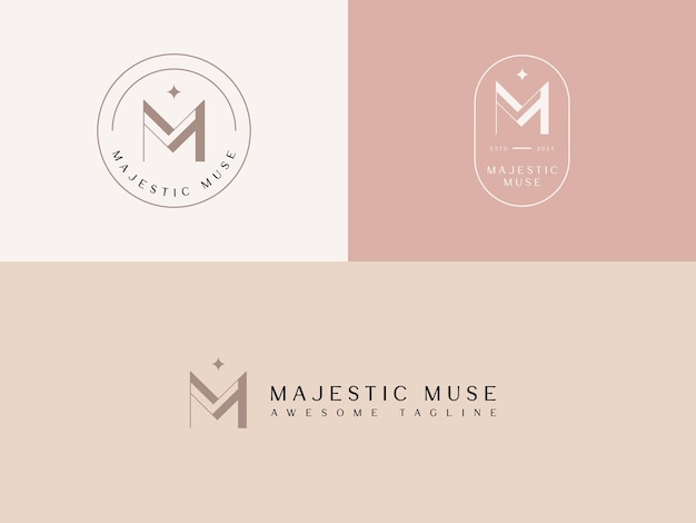 Vector initieel mm voor majestic muse lady preneur logo sjabloon voor zakenvrouw