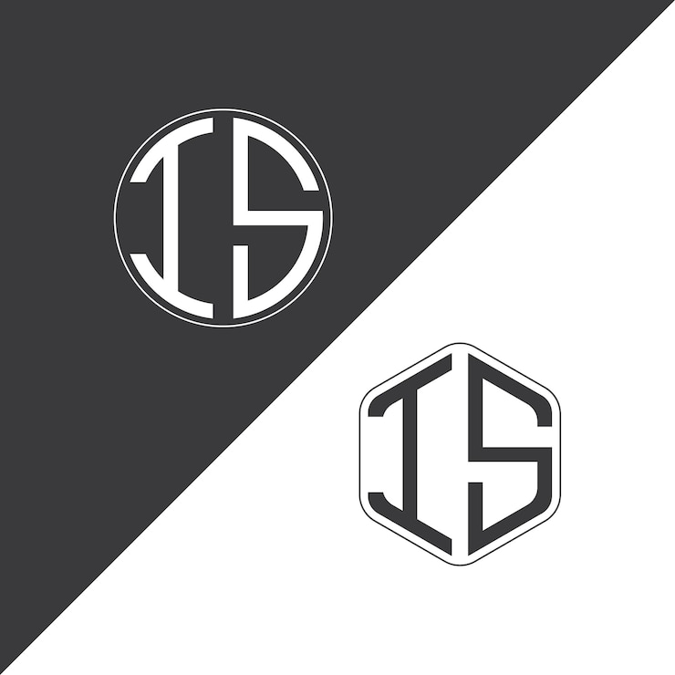 Vector initieel monogram logo met cirkel- en veelhoekvormig creatief logoontwerp