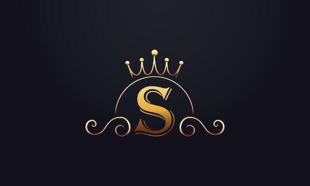 Initieel S Letter Logo Design Met Eenvoudig Elegant King Crown Icon