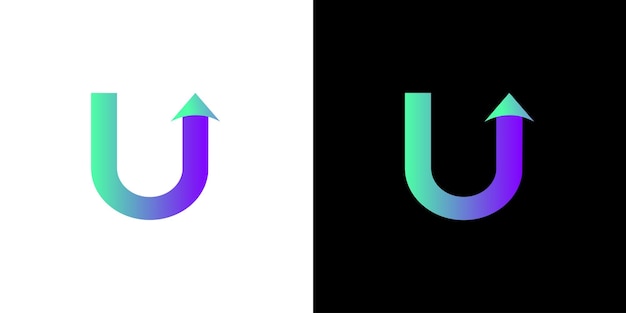 Initieel U-logo letter U met pijl