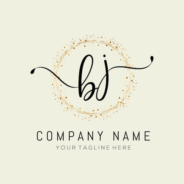 Initiële bj handschrift logo ontwerp vector sjabloon illustrationabstract handschrift letter bj logo