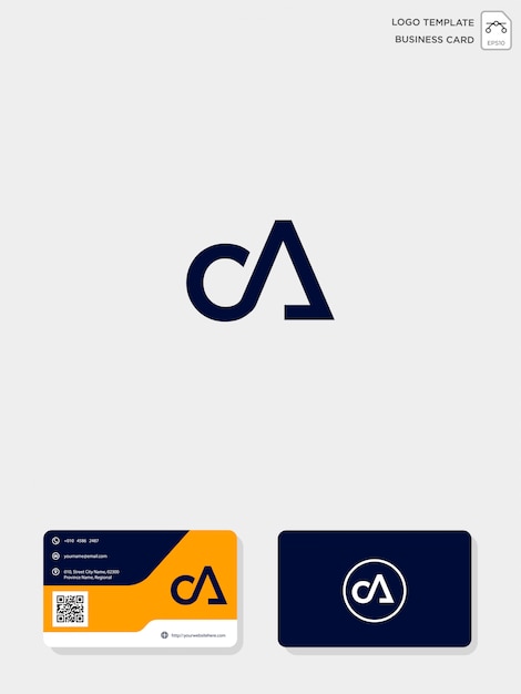 Initiële CA of AC creatieve logosjabloon en visitekaartjesjabloon
