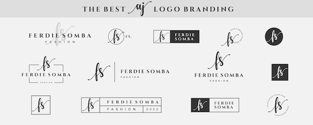 Vector initiële eenvoudige letter fs f logo monogram op zwart voor beauty fashion fotografie design collectie