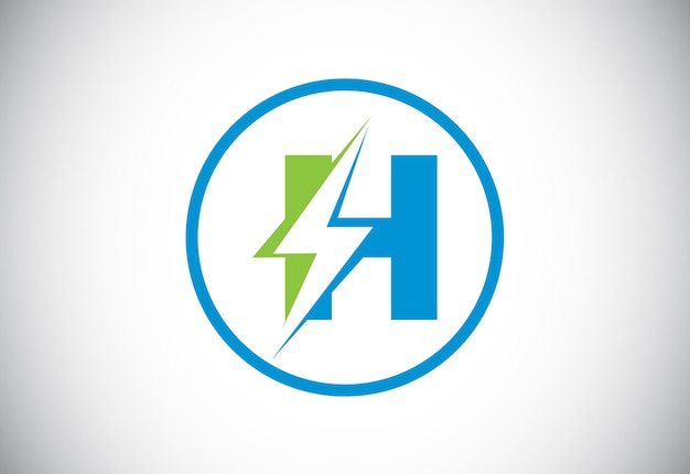 Initiële H letter logo ontwerp met verlichting bliksemschicht Electric bolt letter logo vector