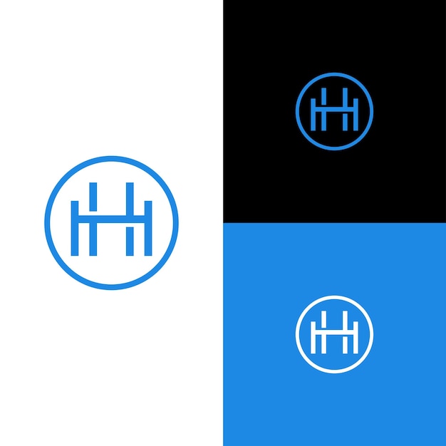 Initiële hh-letterlogo, verpakt in een ronde vorm