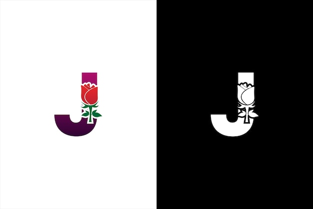 Vector initiële j rose-logo letter j met roos voor beauty- en mode-logo beauty rose-logo
