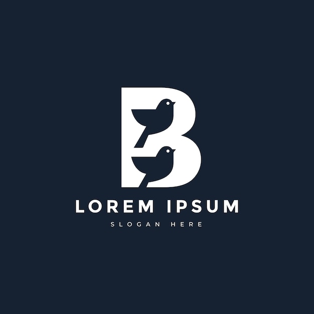 initiële letter b vogel bedrijfsconcept lettertype modern luxe logo ontwerp vector grafische illustratie