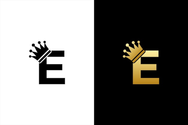 initiële letter E kroon logo koning koninklijk merk bedrijfslogo vector ontwerpsjabloon