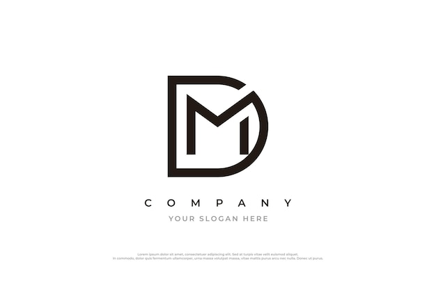 Initiële Letter MD of DM Monogram Logo Design Vector Template