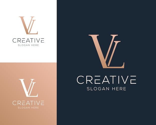 Initiële letter VL Lv logo ontwerp vectorillustratie