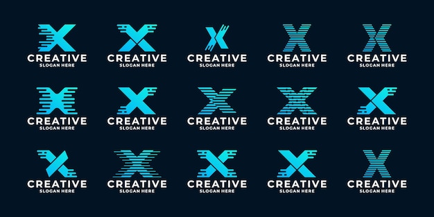 Initiële letter x moderne technologie logo ontwerp inspiratie