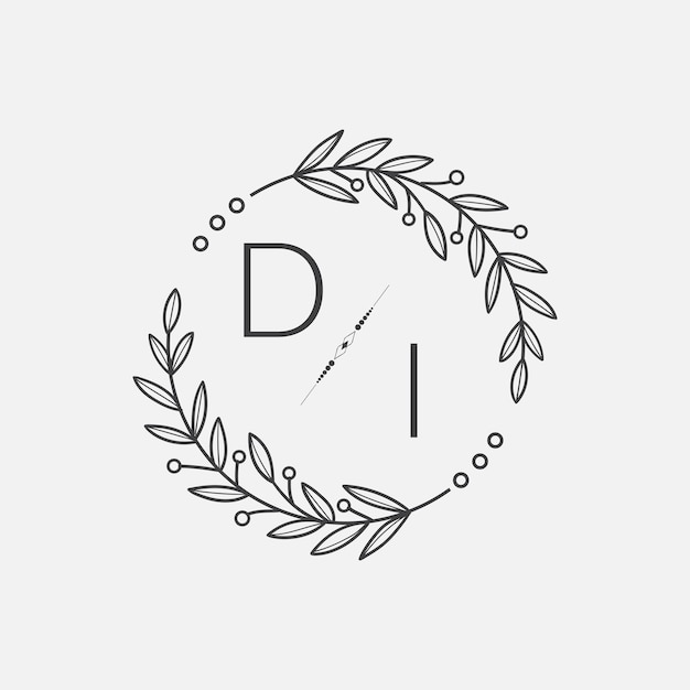 initiële monogram bruiloft met creatieve cirkellijn