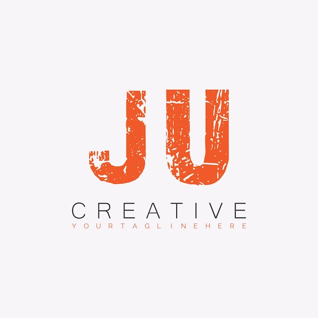 Initiële monogramlogo van de JU met creatief ontwerp van de letters