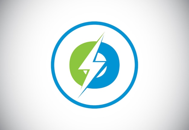 Initiële O letter logo ontwerp met verlichting bliksemschicht Electric bolt letter logo vector
