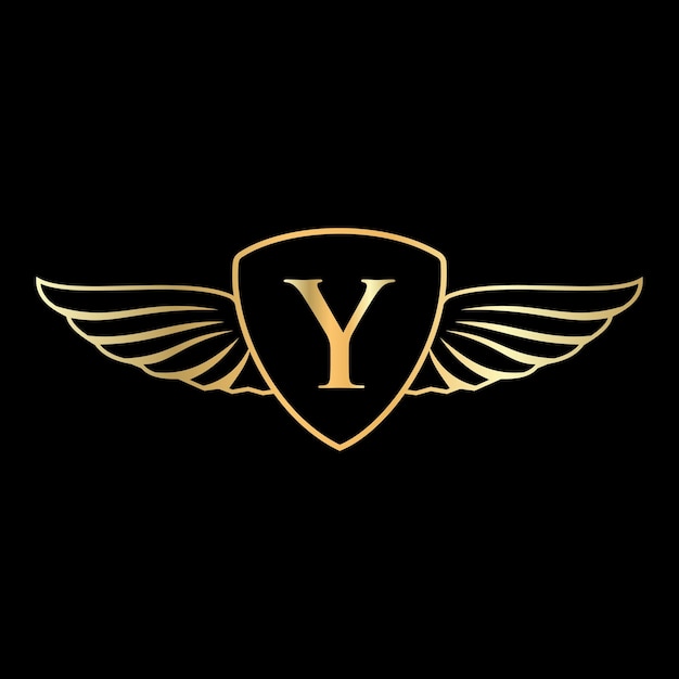 Initiële Wing-logo op letter Y-alfabet voor transportlogo-symbool