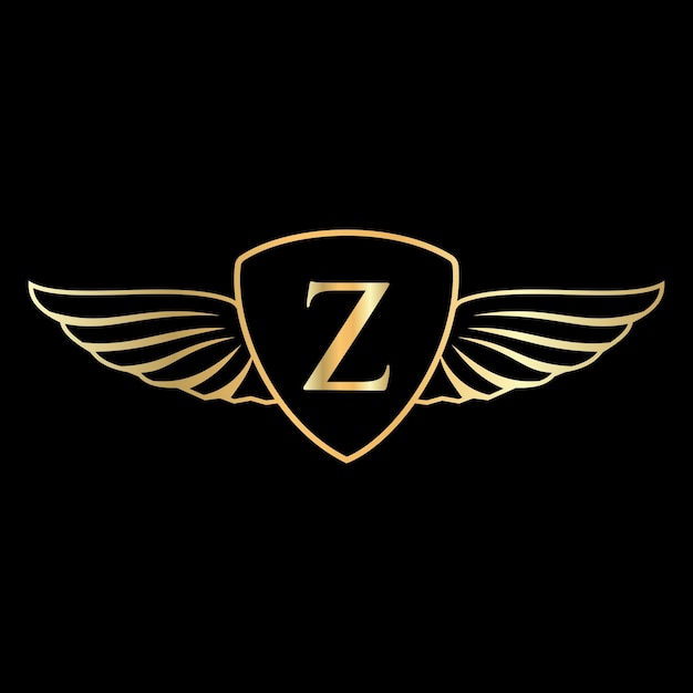 Initiële Wing-logo op letter Z-alfabet voor transportlogo-symbool
