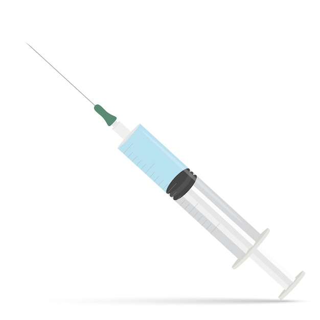 Injectiespuit wegwerpspuit geneeskunde een vaccinatie immunisatievuller of ander medicijn injectiespuit medische pictogram vector illustratie