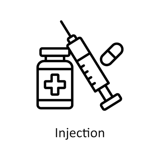Вектор Вектор инъекции контур икона дизайн иллюстрации медицинский символ на белом фоне файл eps 10