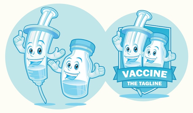 Injector and vaccine bottle mascot