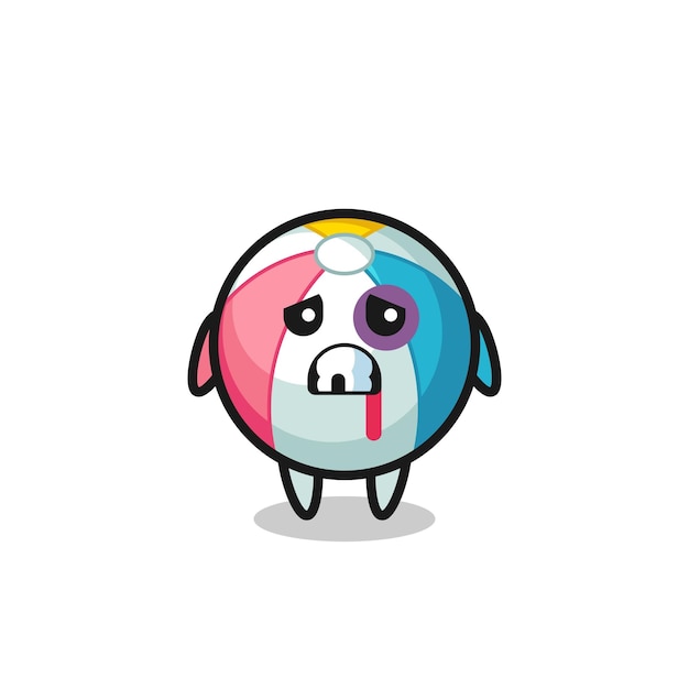 Injured beach ball character with a bruised face