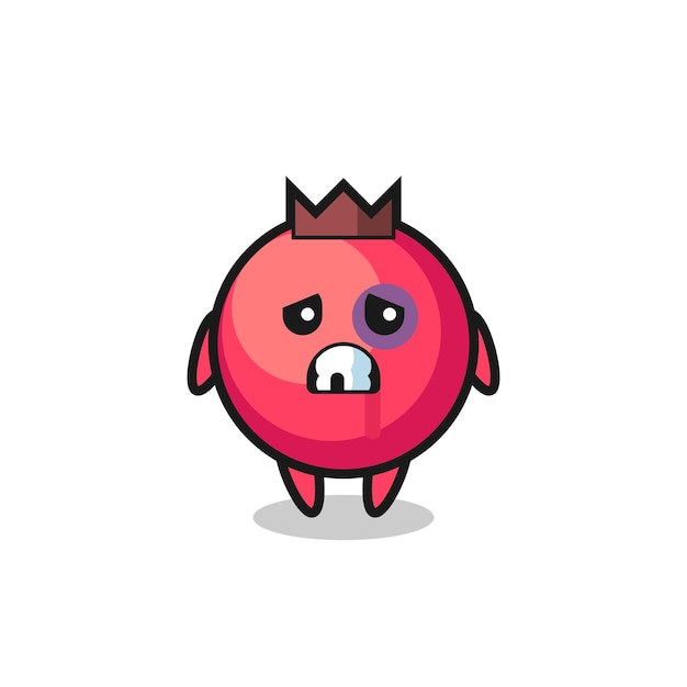 Injured cranberry character with a bruised face cute style design for t shirt sticker logo element