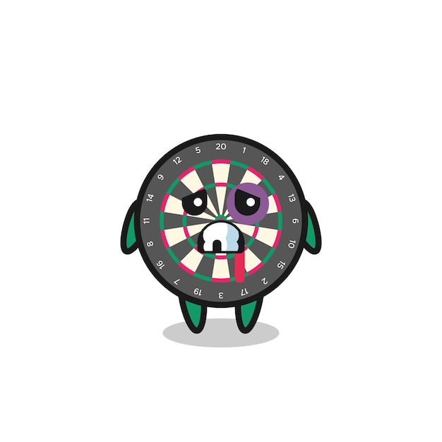Vector injured dart board character with a bruised face