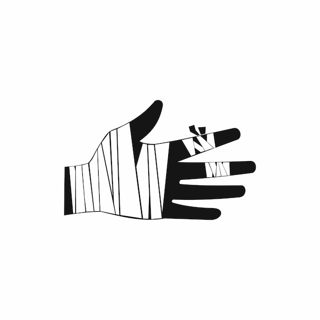 Vector injured hand wrapped in bandage icon in simple style on a white background