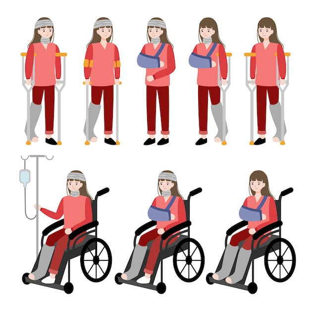 injured people patient cartoon vector flat concept