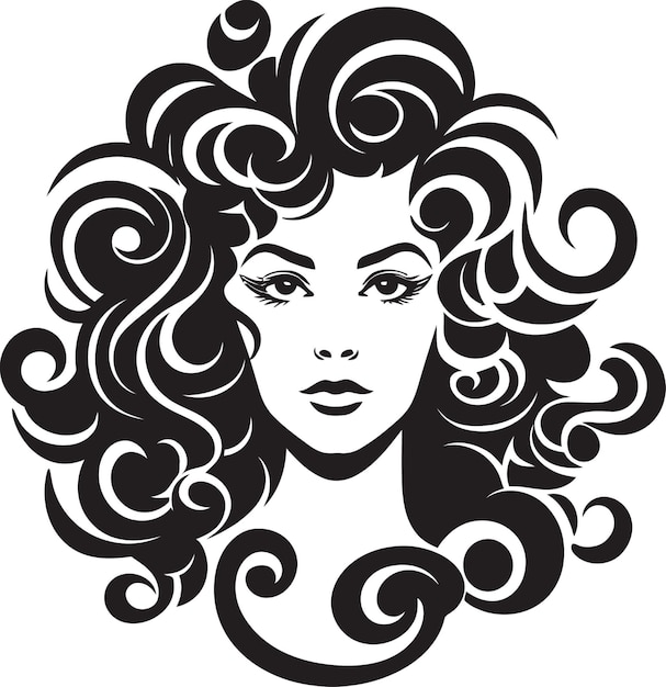 Ink Black Beauty A Symbol of Curly Tresses Natural Curls A Black Vector Hair Logo