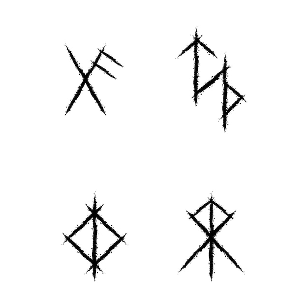 Ink brush bind runes set Royalty Free Vector Image