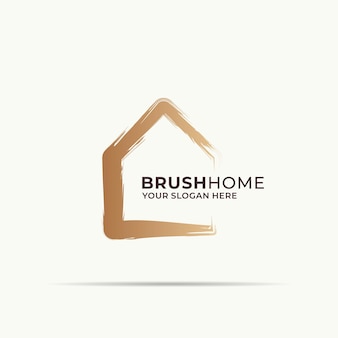 Logo della casa della spazzola dell'inchiostro per il logo di ispirazione immobiliare