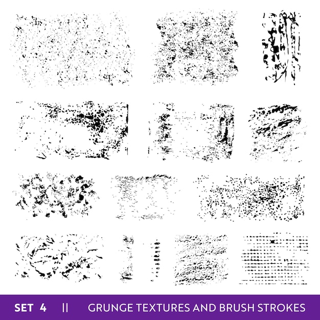 インクブラシストロークグランジコレクション。ダーティデザイン要素セット。ペイントスプラッタ、フリーハンドの汚れた線。ベクトルイラスト