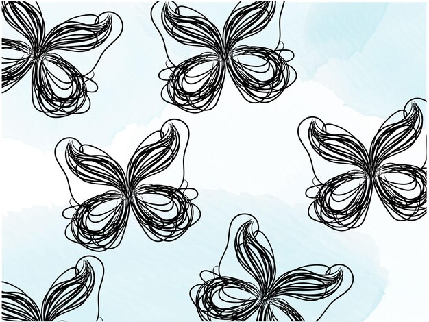 Ink butterfly background line art pattern design vector