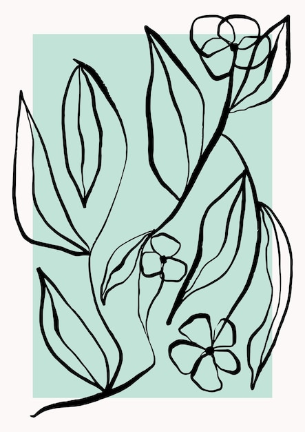 インク描画 - モダンな手描きの絵 - ポスター テンプレート - eps 自然、花および植物の芸術