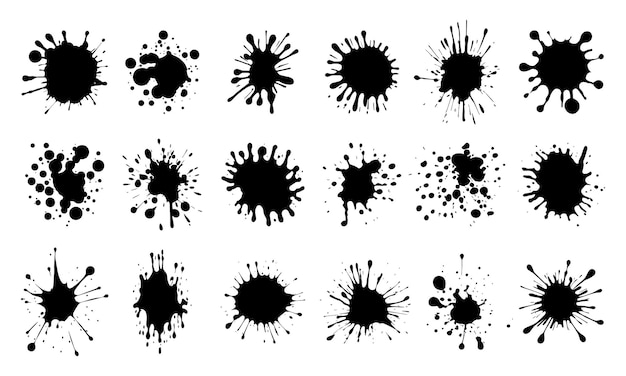 Premium Vector | Ink drops ink blot spot and splatter black liquid ...