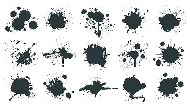 Vector ink drops. paint splash, grunge liquid drop splashes, abstract artistic ink splatter