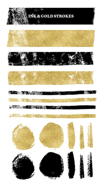 Ink and gold brush