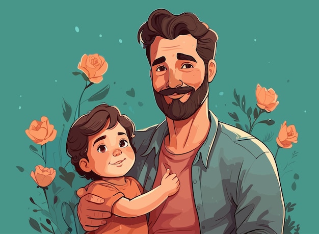 Vector ink hugs moments of fatherly affection