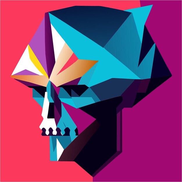 Vector ink innovation minimalist skull amidst abstract color burst
