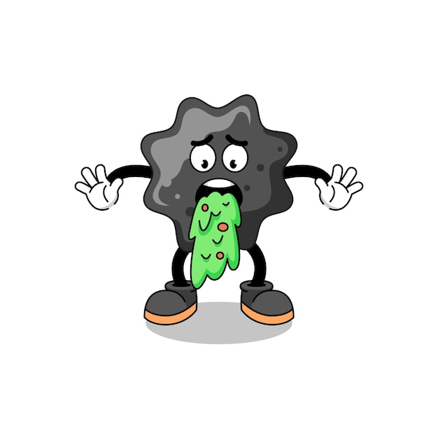 Ink mascot cartoon vomiting