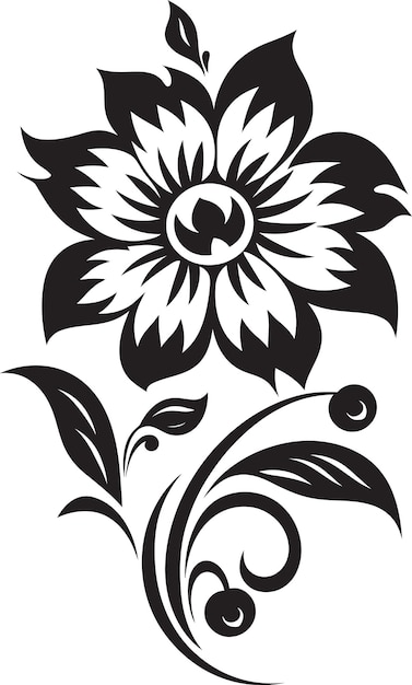 Ink Noir Petal Sketches Midnight Floral Vectors