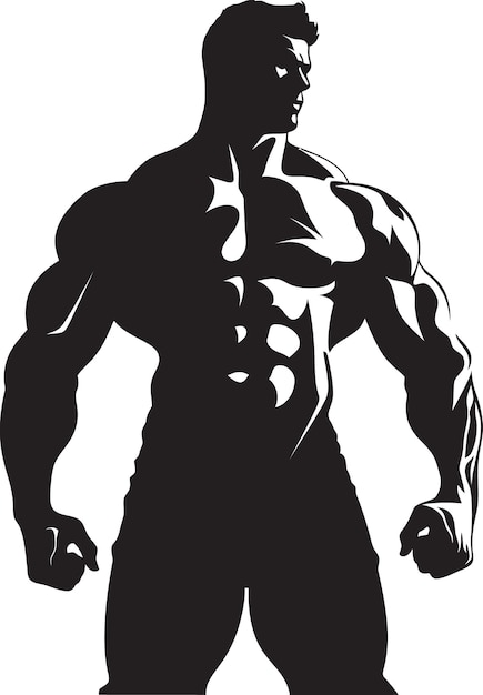 Ink of Strength Bodybuilders Iconic Black Logo Monolith Spieren Volledig lichaam Vector Logo Creatie